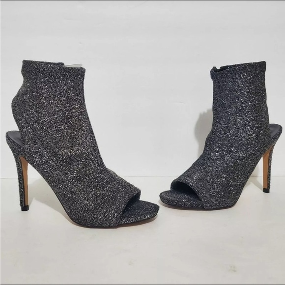 Steve Madden Rakel black silver sparkle spike heel open toe sock booties 7.5
NEW - Picture 4 of 4